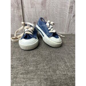 Vintage McKids Denim Sneakers Lace-Up Kids Shoes Blue White Rubber Sole Size 5